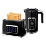 HOMCOM 1.7L 3000W Kettle and Toaster Set with LED Touch Screen, Black