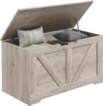 HOMCOM 100L Storage Chest w/Safety Hinge 80 x 40 x 45 cm Grey Wood-Effect