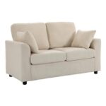 HOMCOM 2 Seater Sofa with Spring Cushion, Wide Deep Seat, 144cm, Beige