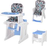 HOMCOM 2 in 1 Convertible Baby High Chair Toddler Table Chair Blue