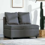 HOMCOM Convertible Single Sofa Bed, 3-in-1 Multi-Functional Sleeper Chair Bed with Magazine Pocket, Grey
