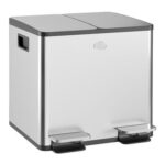 HOMCOM Dual Kitchen Bin, 2x15L, Stainless Steel, Soft-Close Lid
