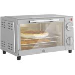 HOMCOM Mini Oven 9L Toaster Oven with Adjustable Temperature 750W Silver