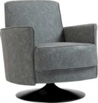 HOMCOM Swivel Accent Chair, Upholstered PU Leather Armchair, Grey