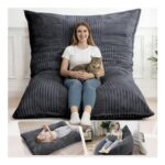 HOMRELEXA Giant 3-in-1 Bean Bag Chair, Grey