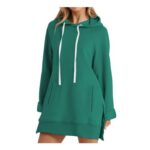HOOUDO Longline Hoodie Dress for Women UK Mint Green