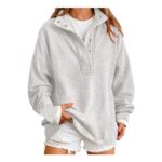 HOOUDO Womens Mock-Neck Oversized Sweatshirt