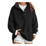 HOOUDO Womens Oversized Mock-Neck Pullover Sweatshirt Black