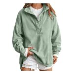 HOOUDO Womens Oversized Mock-Neck Sweatshirt Green