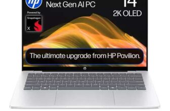 HP OmniBook 5 NGAI 14 FHD OLED Snapdragon X1 16GB 512 GB SSD, Glacier Silver Laptop with code