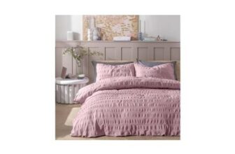 Habitat Seersucker Wide Stripe Lilac Bedding Set – Double