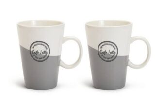 Habitat Set of 2 Latte Cup – Grey and White