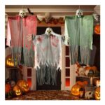 Halloween Outdoor Decorations, 3-Pack Hanging Skeleton Ghosts