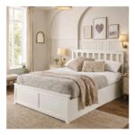 Hampton Wooden Ottoman Storage Bed Shaker Style White/Natural