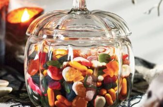 Haunted House Glass Pumpkin Sweet Jar clear and orange available (online and in selected stores)