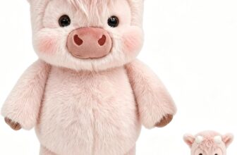 Highland Cow Plush Stuffed Animal, 18 inch (Pink) Soft Fluffy Furry Plush with Gentle Expression, for Emotional Support & Stress Relief, Birthday Gift for Adults