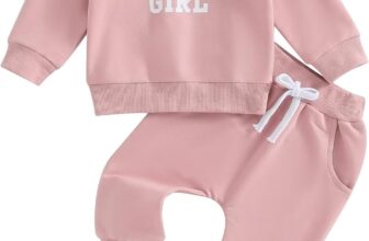 Himllauen Infant Baby Girls Letter Print Casual Outfits Toddler Long Sleeve Sweatshirt Tops Elastic Waist Pants 2 Pcs Newborn Girl Autumn Cute Sets