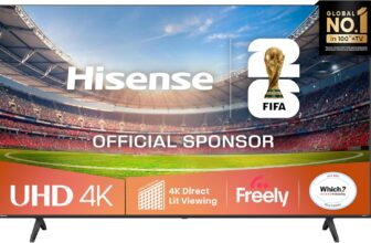 Hisense 65 65A6QTUK 4K Ultra HD Smart AI TV – Hi-View AI Engine, precision colour, AI smooth motion, sports mode with Freely, Disney, YouTube, Netflix
