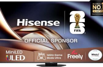 Hisense 75 75U8QTUK MiniLED QLED 165Hz Smart AI 4K TV – Hi-View AI Engine PRO, 165Hz Game Mode Ultra, 4.1.2 Channel, Dolby Atmos