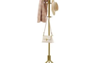 Hoctieon Freestanding Coat Rack with 12 Hooks, Gold