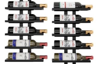 Hoctieon Wall Mounted Wine Rack for 6 Bottles, Rustic Brown