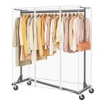 Hoctieon Z Clothes Rack with Cover, Rolling Wheels, Heavy-Duty Black