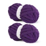Hombys Dark Purple Chunky Chenille Yarn, Jumbo 2 Packs