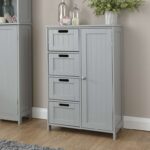 Home Source Colonial 4 Drawer 1 Door Chest of Drawers Multi Storage Tong & Groove – Grey