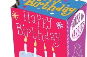 House of Marbles Mini Happy Birthday Music Box, Hand-Crank Melody Gift with Illustrated Birthday Cake Design, No Batteries Required
