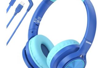 INFURTURE Kids On-Ear Headphones USB-C/3.5mm with Mic, 94dB, School/Travel