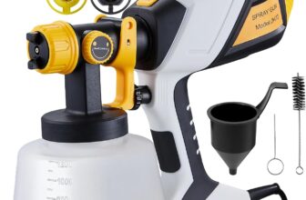 INMOZATA Paint Sprayer, Fence Paint Sprayer with 1200ML Container, Electric Paint Spray Gun with 4 Nozzles and 3 Patterns for Walls and Ceilings, Sheds, House Painting (White)