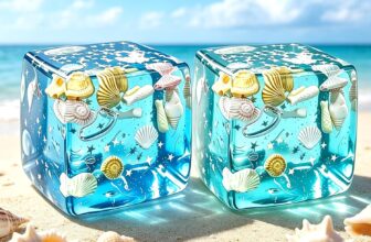 Ice Cube Squishy, Ocean Shells Ice Cube Squishy Fidget Toys, Slow Rise Squishy Cube, Slow Rise Anxiety Relief Stress Cube, Soft Sensory Squeeze Toys for Adults Teens Anxiety Relief