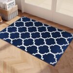 Imperial Rooms Area Rugs Living Room – Rugs for Bedroom Modern Floor Carpet Trellis Style Non Shedding Durable Super Soft Ava Navy Small Kitchen Rug (40 x 60Cm)