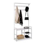 Industrial Freestanding Coat Rack Hall Tree 33x12x71.5 White