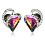 Infinity Heart Stud Earrings, Rainbow Black Crystal