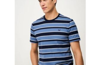 Interest Stripe T-Shirt in Navy, Blue and White