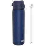 Ion8 Water Bottle Leak Proof & BPA-Free Drinking Bottle with Straw, Triple Lock Lid to Prevent Spills & Integrated Handle 500ml