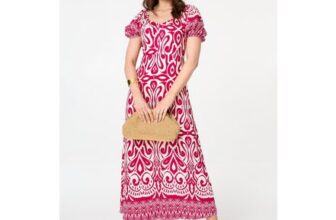 Izabel London Pink Printed Short Sleeve A-Line Maxi Dress
