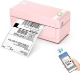 JADENS Bluetooth Thermal Label Printer 4×6, Pink Wireless Shipping Label Printer for Small Business & Packages, Compatible with iOS, Android, Mac, Windows, Amazon, Etsy, Ebay, Shopify