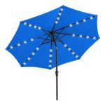 JEAREY 9ft LED Patio Umbrella, Solar Tilt Royal Blue