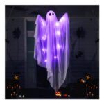 JOYIN 47-Inch Hanging Light-up Ghost with Purple LED