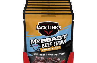 Jack Links Beef Jerky Sweet & Hot – 12-Pack (12 x 60 g) – Dried Meat Protein Snacks – High-Protein