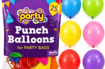 Jaunty 25pk Punch Balloons For Party Bags – Kids Party Bag Fillers Large Elastic Party Balloons for Kids Birthdays, Party Games & Party Bags Durable 12 Punch Balloons, Vibrant Colours