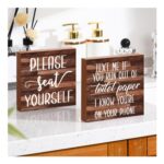 Jetec 2-Pack Farmhouse Bathroom Signs – Brown Wood Box Sign