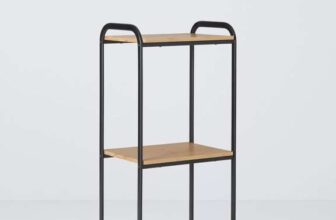 John Lewis Bamboo and Metal Bathroom Shelf Unit, Black/Natural