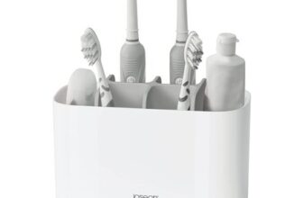 Joseph Joseph Easy-Store Large Toothbrush Holder Caddy, White/Grey