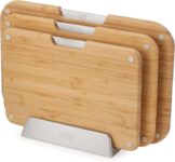 Joseph Joseph Nest Boards 3-Piece Bamboo Wood Chopping Board Set, Double-Sided, Non-Slip Feet, Stainless-Steel Tabs
