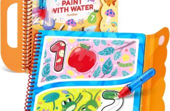 JoyCat Number Water Coloring Book for Toddlers 3-5, Reusable 14 Pages with Water Pen for No-Mess Drawing, Preschool Learning Number Tracing Toys, Birthday Gift Boys Girls