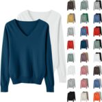 Jumpers for Women UK 2PC V Neck Long Sleeve Knitted Pullover Sweaters