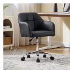 KHISCHMO Modern Mid-Back Leather Office Chair with Wheels